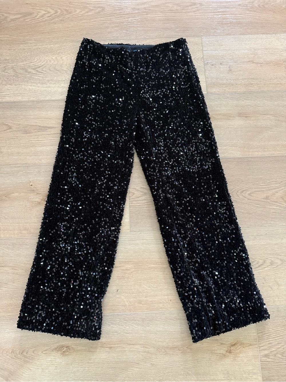 J. McLaughlin Carter Sequin Velour Straight Leg Pants Size 4 Black